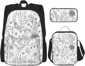 Flowering Herbs And Herbaceous Plants Print Comfortable Adjustable Shoulder Casual Fashion Backpack Lunch Bag Pencil Case