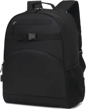 FlowFly Kids Backpack for Toddler Boys Girls, Simple Lightweight Bookbag for Daycare Kindergarten Elementary School Travel, Small Modern Bag (Medium 15'', Black)