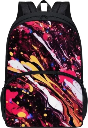 Fluid Painting Teens Backpack, Pigment Splatter Marble Texture School Bag Bookbag Elementary Kids Supplies, Modern Abstract Flow Art Simple Toddler Backpack