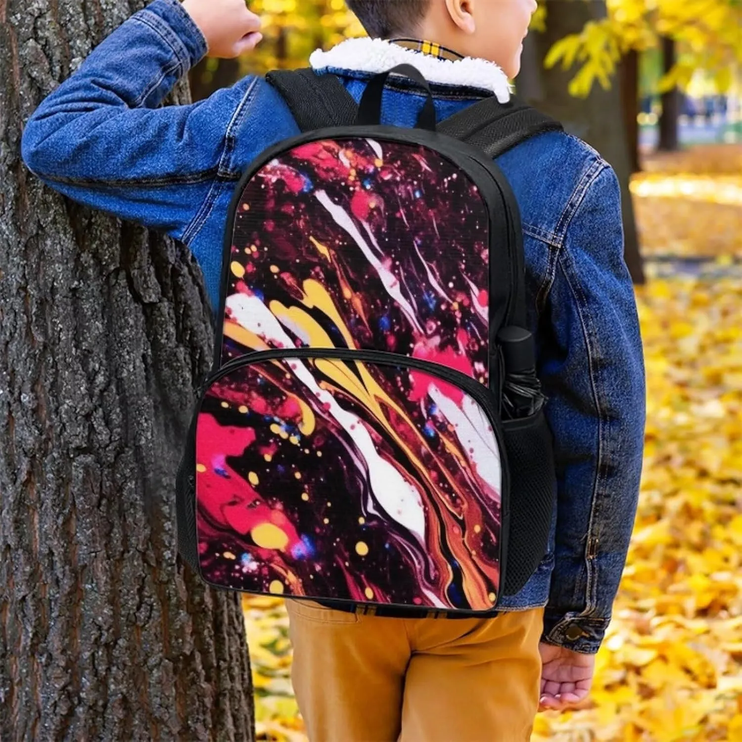 Fluid Painting Teens Backpack, Pigment Splatter Marble Texture School Bag Bookbag Elementary Kids Supplies, Modern Abstract Flow Art Simple Toddler Backpack