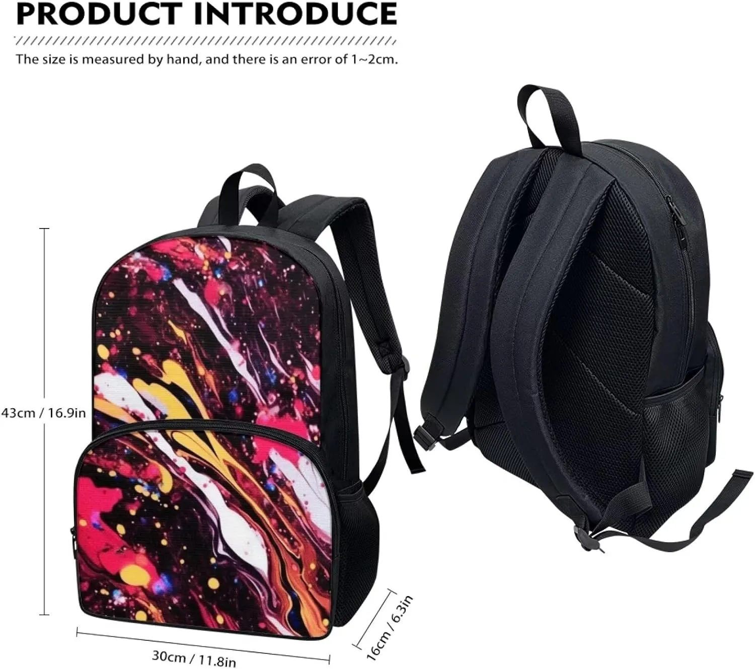 Fluid Painting Teens Backpack, Pigment Splatter Marble Texture School Bag Bookbag Elementary Kids Supplies, Modern Abstract Flow Art Simple Toddler Backpack