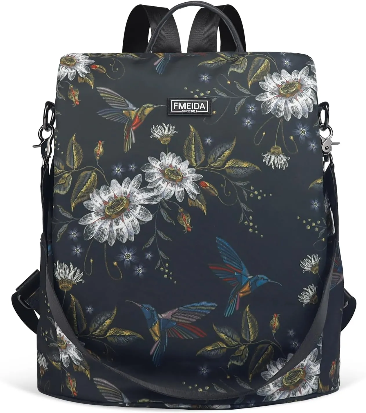 Fmeida Backpack Purse for Women Travel Anti-Theft Backpack Nylon Waterproof Daypack Fashion College Bookbag Cute Hummingbird