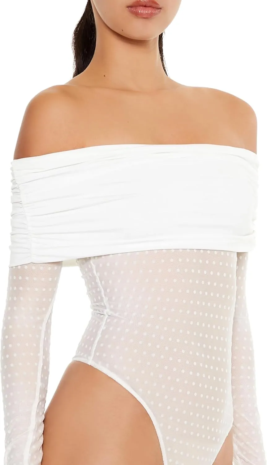 Forever 21 womens Clip-dot Foldover Thong Bodysuit