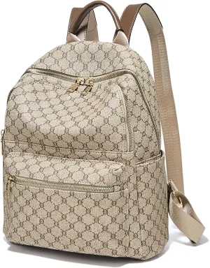 FOXLOVER PVC Leather Fashion Backpack Purse for Women Medium Size Multi-Compartment Trendy Zipper Closure(Traffic grey)