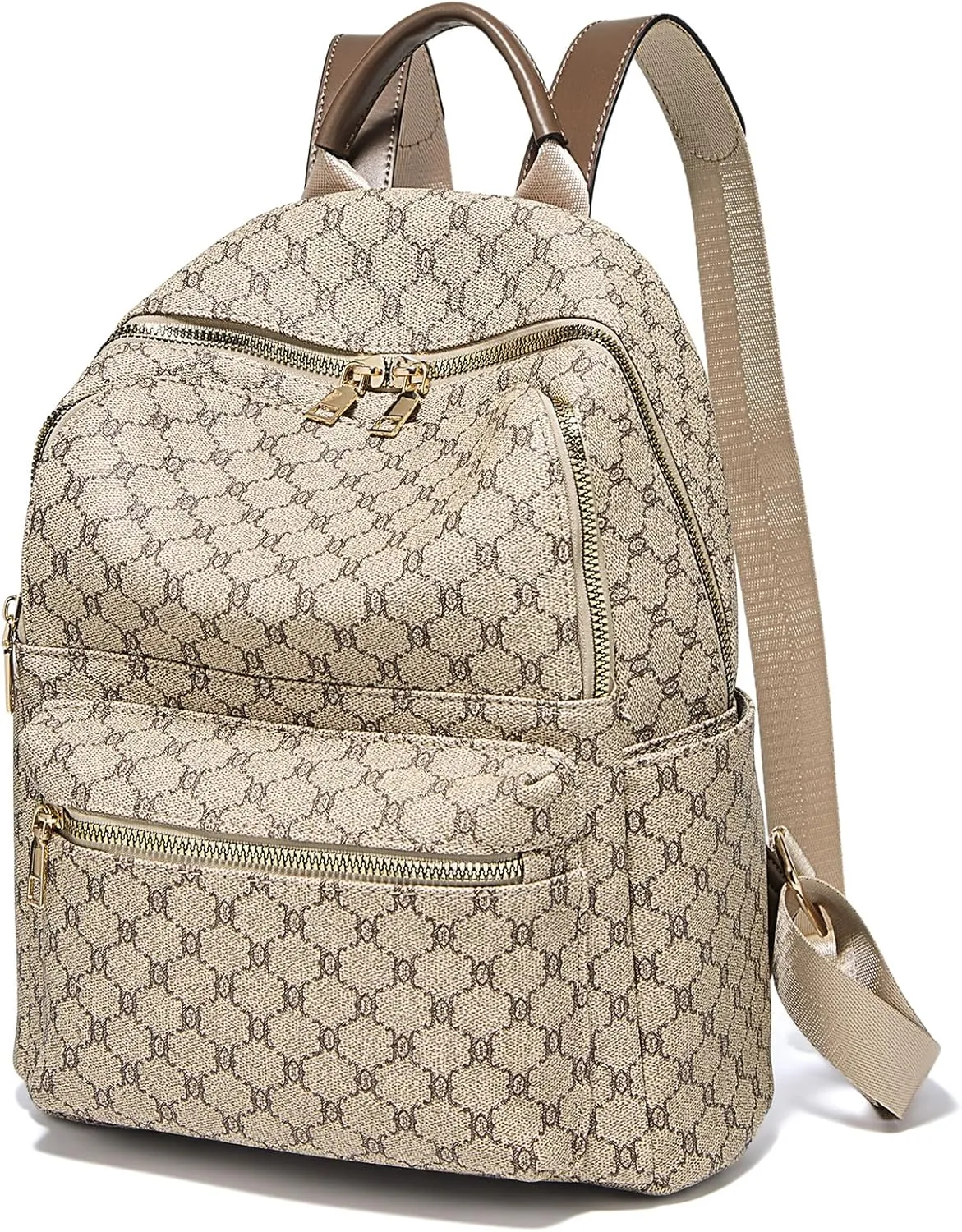 FOXLOVER PVC Leather Fashion Backpack Purse for Women Medium Size Multi-Compartment Trendy Zipper Closure(Traffic grey)