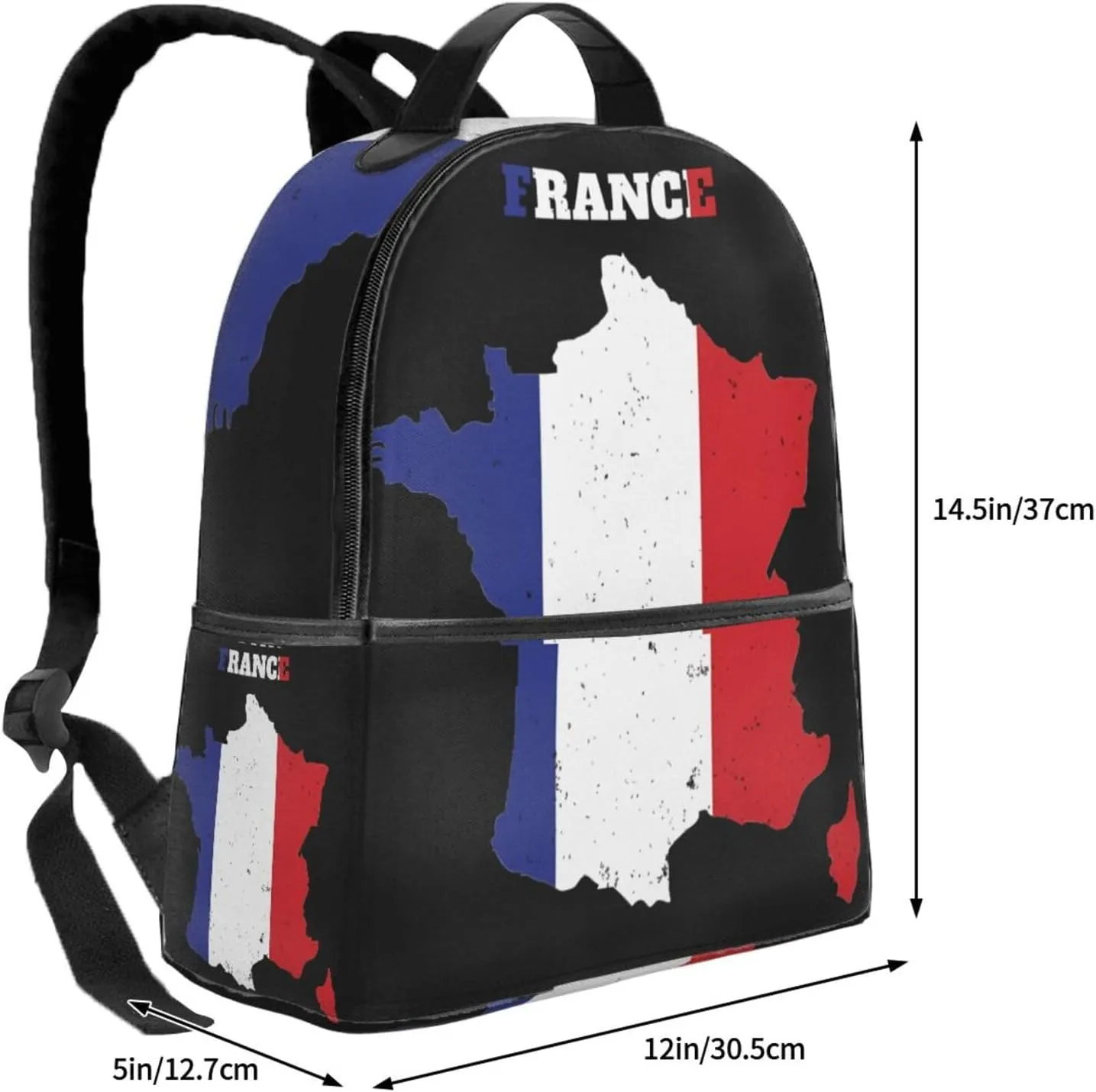 France French Map Flag Casual Backpacks Laptop Backpack Carry-on Daypack Sports Travel Rucksack Lightweight Working Bag for Outdoor Hiking Cycling Walking