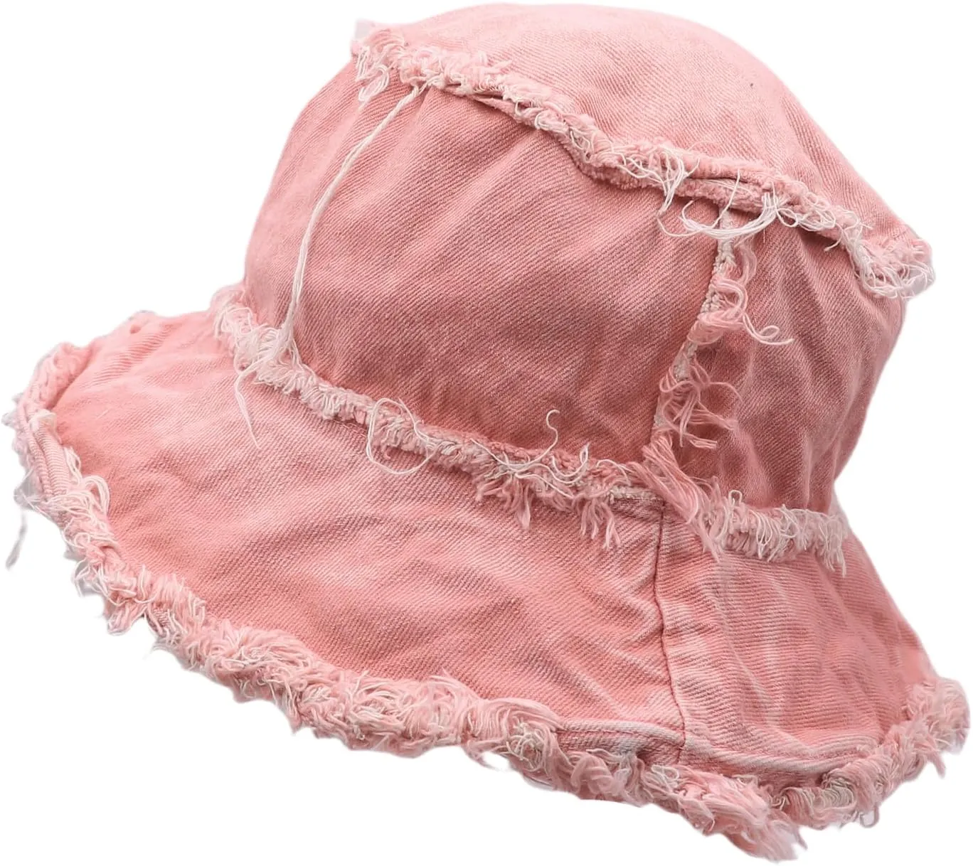 Frayed Bucket Hat Unisex Trendy Washed Denim Bucket Cap Distressed Jean Fisherman Cap Travel Floppy Boonie Sun Hats