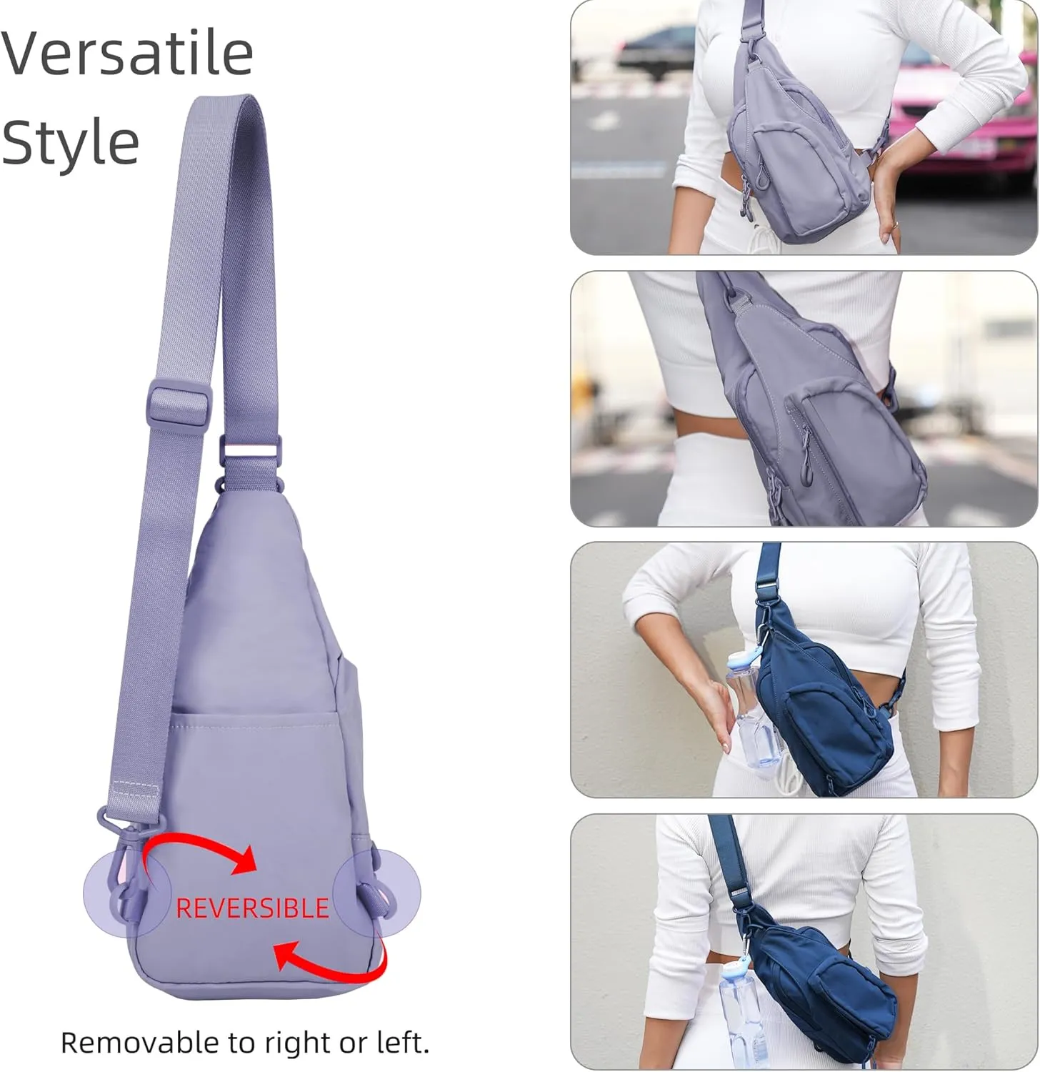 FREE ROCK Small Crossbody Sling Bag Mini Nylon Cross Body Bag Hiking Backpack Chest Pack Side Shoulder Bags Purse For Women Men (Purple), YJ2024001