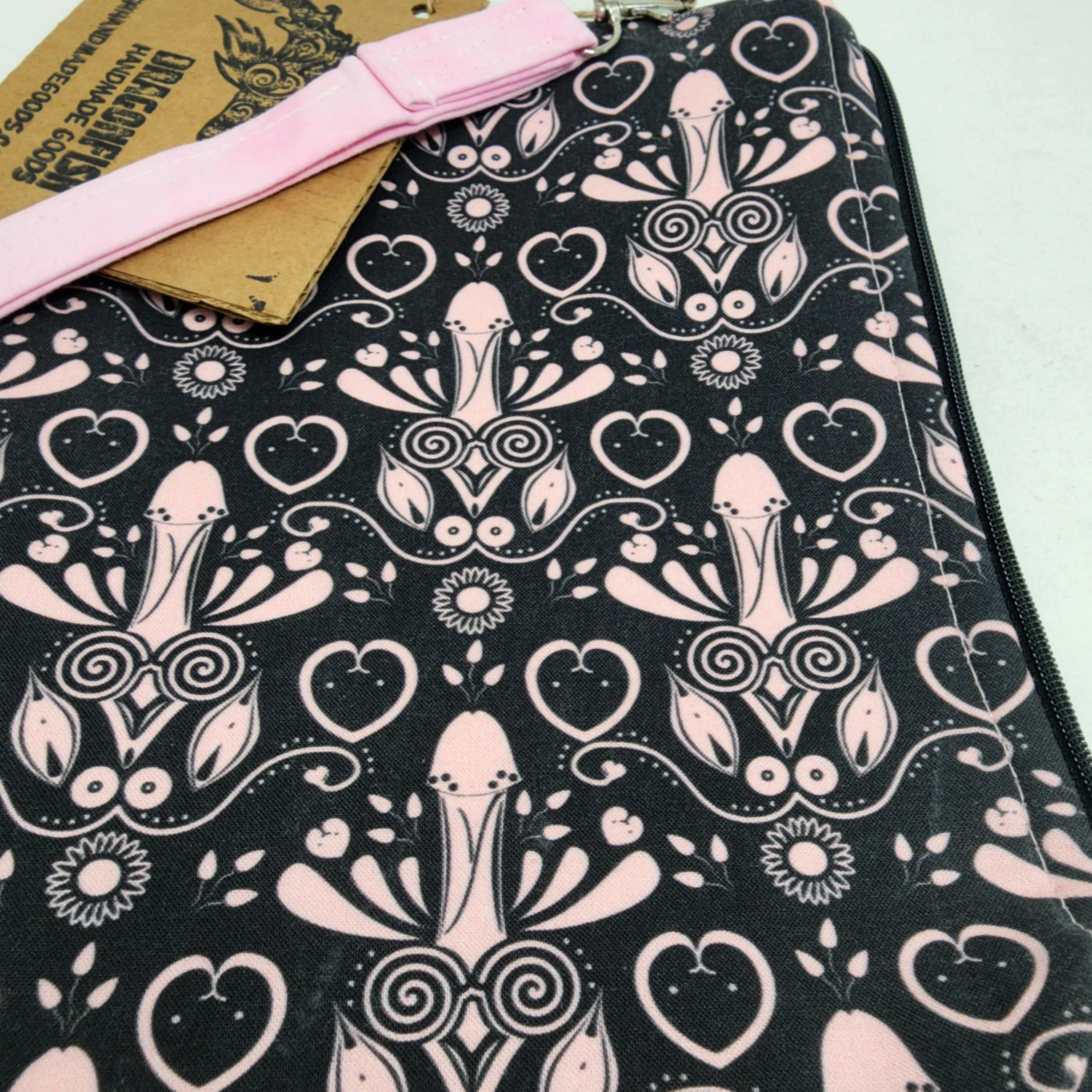 Freehand Machine Embroidered Ikea sofa cover   Pink Peni Upcycled 10.5x8 Clutch bag - hand-dyed