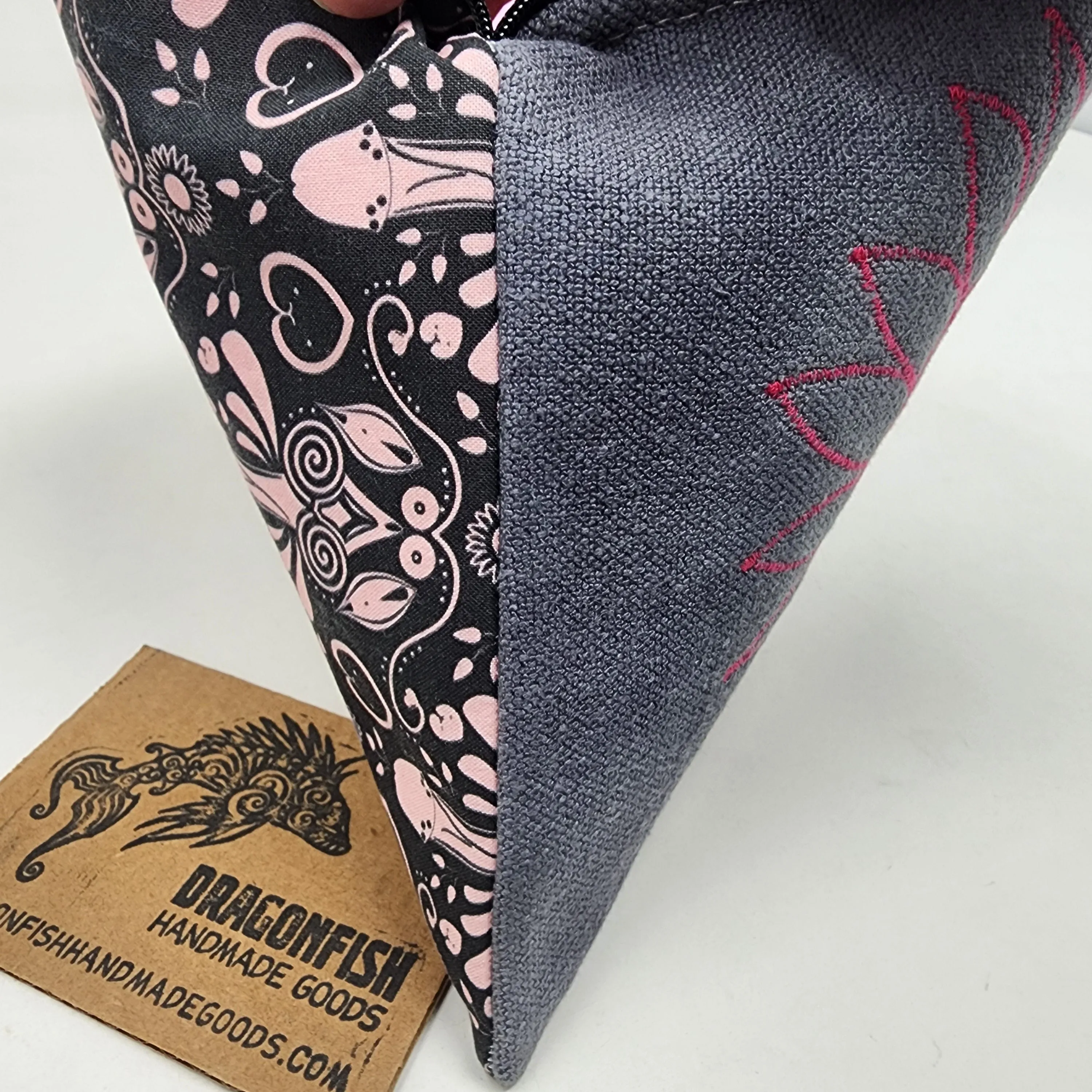 Freehand Machine Embroidered Ikea sofa cover   Pink Peni Upcycled 10.5x8 Clutch bag - hand-dyed