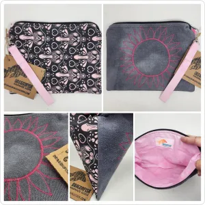 Freehand Machine Embroidered Ikea sofa cover   Pink Peni Upcycled 10.5x8 Clutch bag - hand-dyed