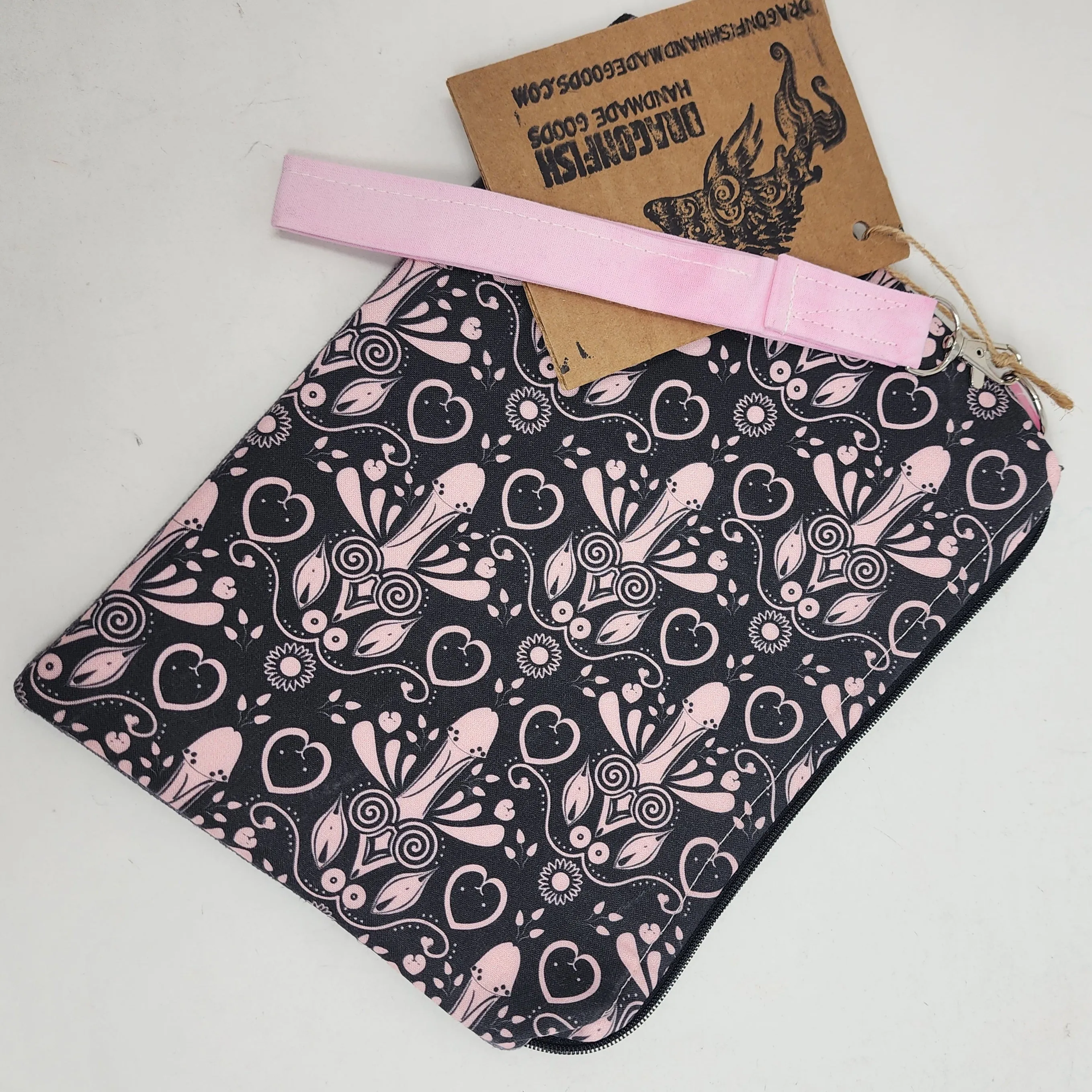Freehand Machine Embroidered Ikea sofa cover   Pink Peni Upcycled 10.5x8 Clutch bag - hand-dyed