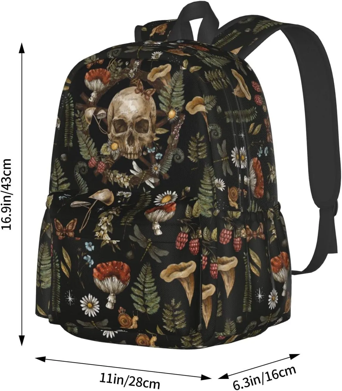 FREEHOTU Snails Mushrooms Backpack For Men Women With Adjustable Padded Shoulder Straps Daypack For College Travel