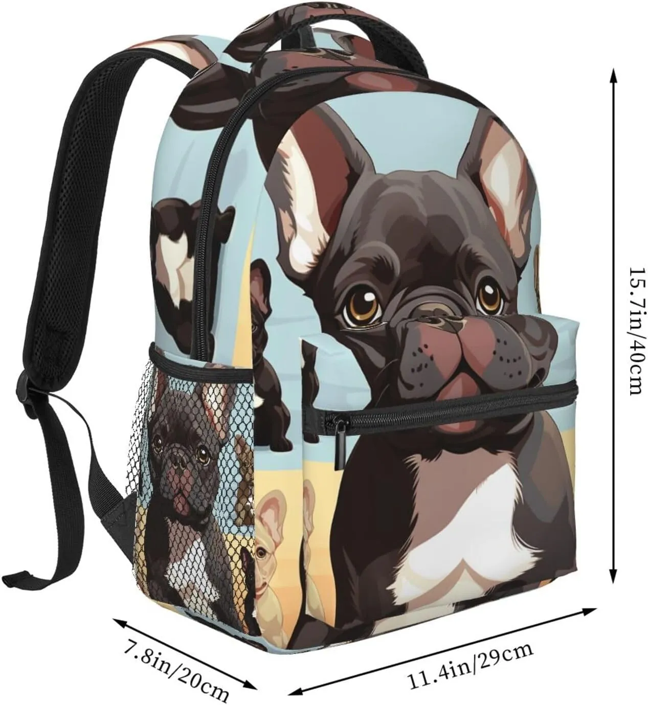 French Bulldog Dog Cute Backpack Lightweight Laptop Backpack Travel Rucksack for Men Women Canvas Daypack