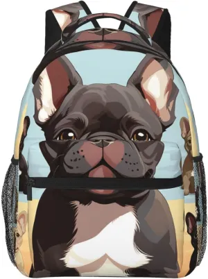French Bulldog Dog Cute Backpack Lightweight Laptop Backpack Travel Rucksack for Men Women Canvas Daypack
