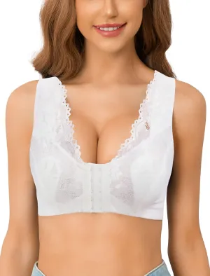 Front Closure Lace Bras for Women Posture Smooth Back Wirefree Bra Seamless Brassiere