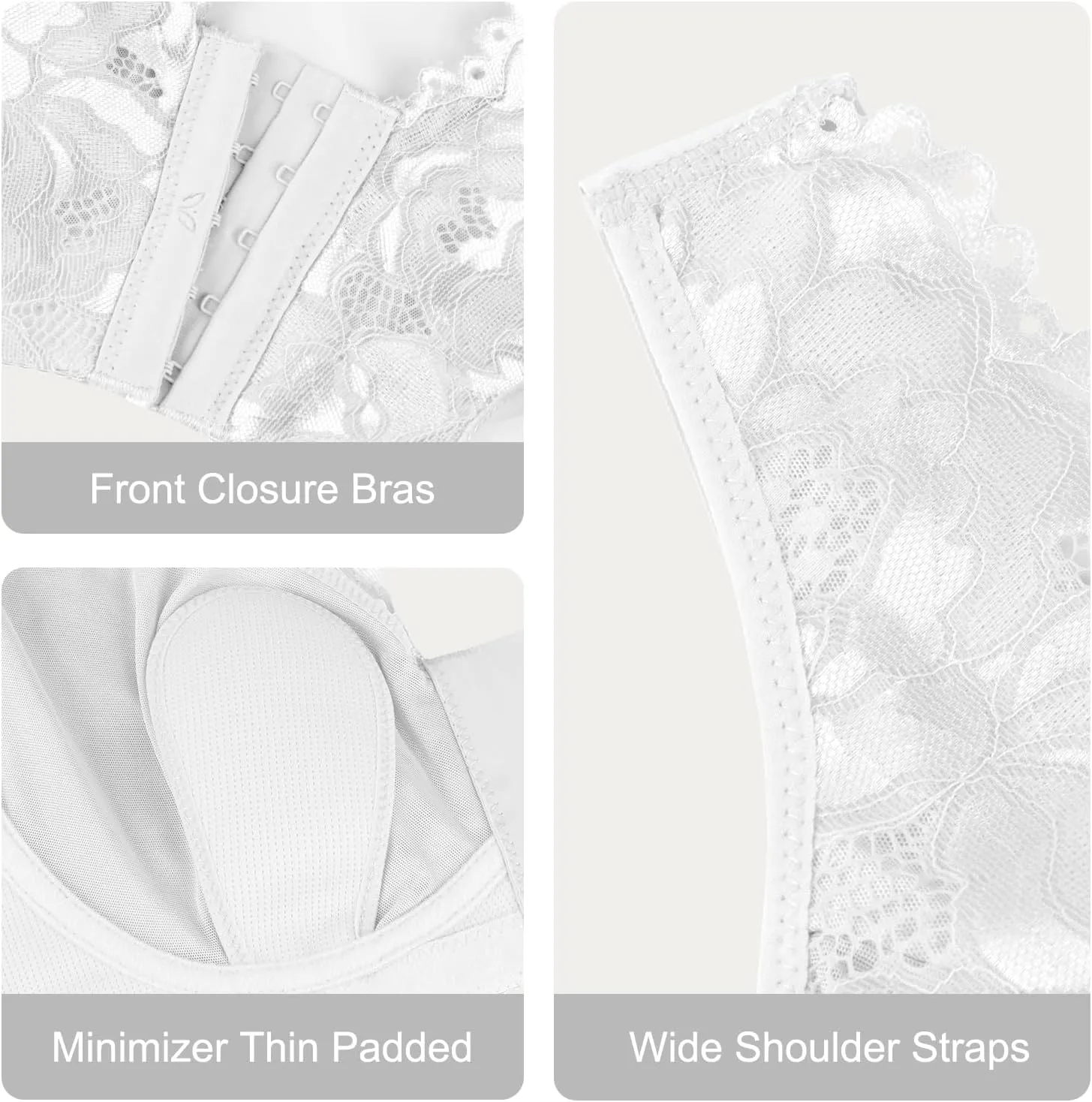 Front Closure Lace Bras for Women Posture Smooth Back Wirefree Bra Seamless Brassiere