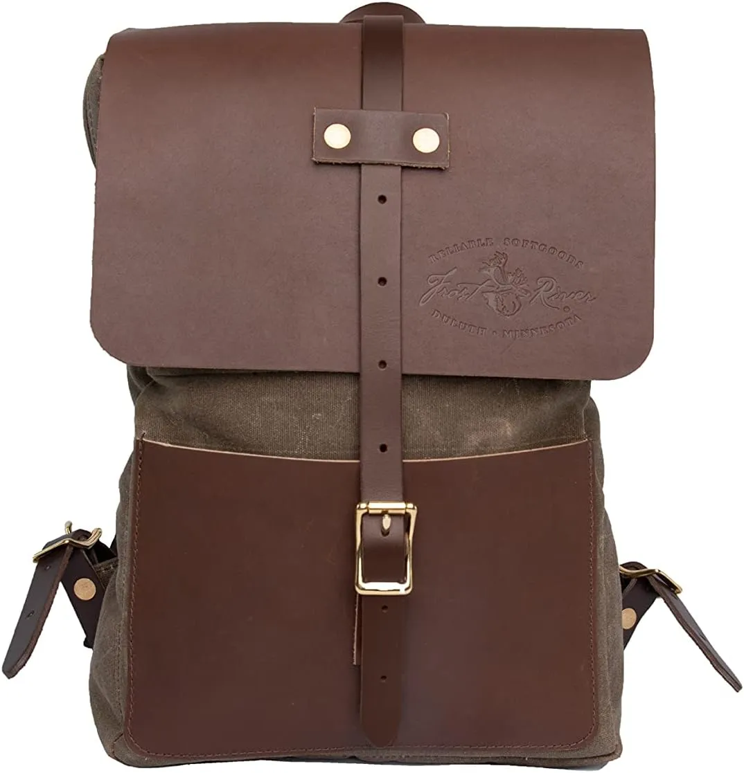Frost River Lookout Daggett Day Pack - Handcrafted Waxed Canvas and Leather Travel Bag, Compact and Durable Hiking Backpack, 7.3 Liter, Field Tan