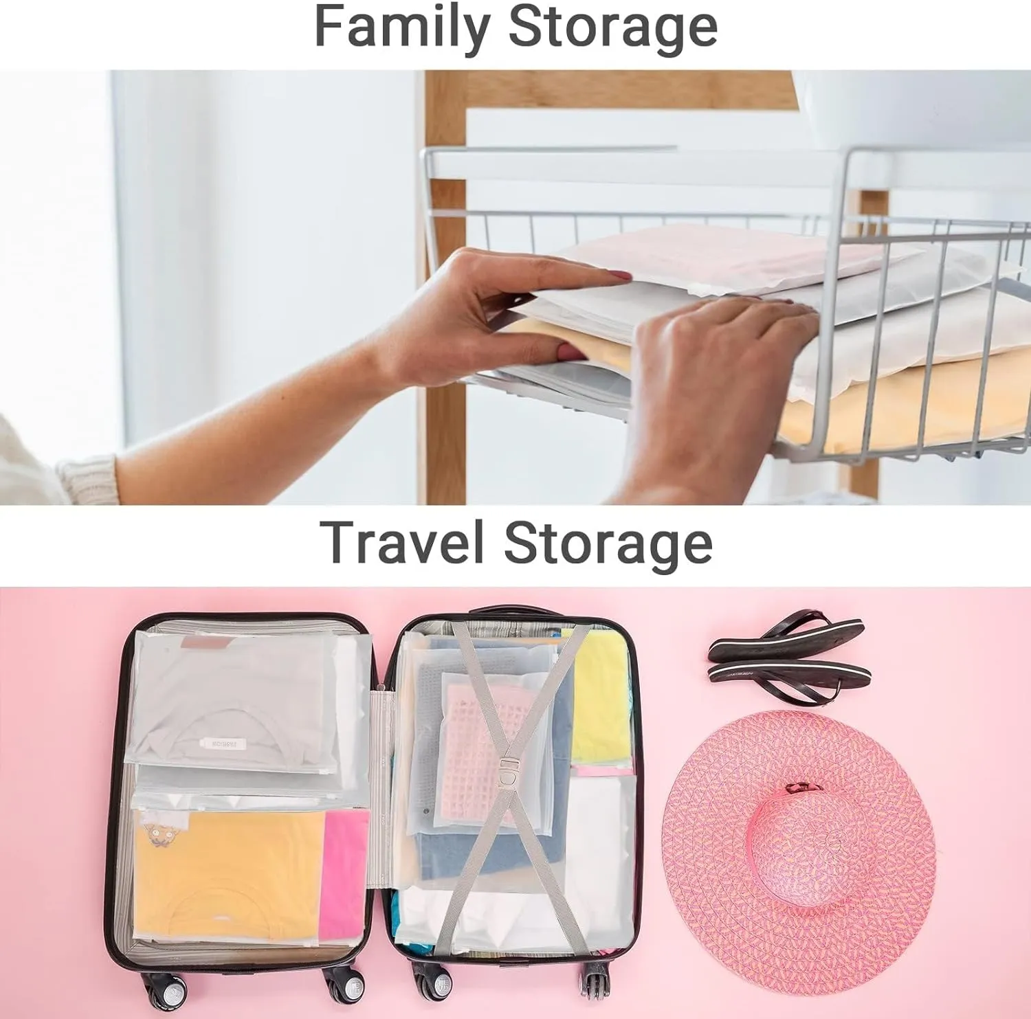 Frosted Clear Plastic Bags Resealable Poly Bags for Packaging, 50Pcs 12x8 inch with Slider Closure for T Shirt Storage, Bikini Swimsuit Bathing Suit Organizer, 3 Mil Thick with Vent Holes