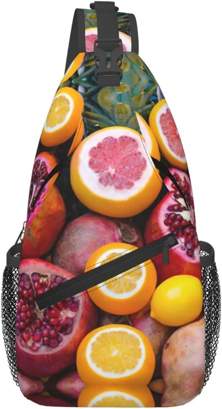 Fruit Picture Print Sling Bag Crossbody Backpack For Women Men Hiking Travel Over The Shoulder Multipurpose Bag