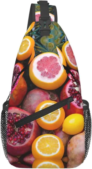 Fruit Picture Print Sling Bag Crossbody Backpack For Women Men Hiking Travel Over The Shoulder Multipurpose Bag