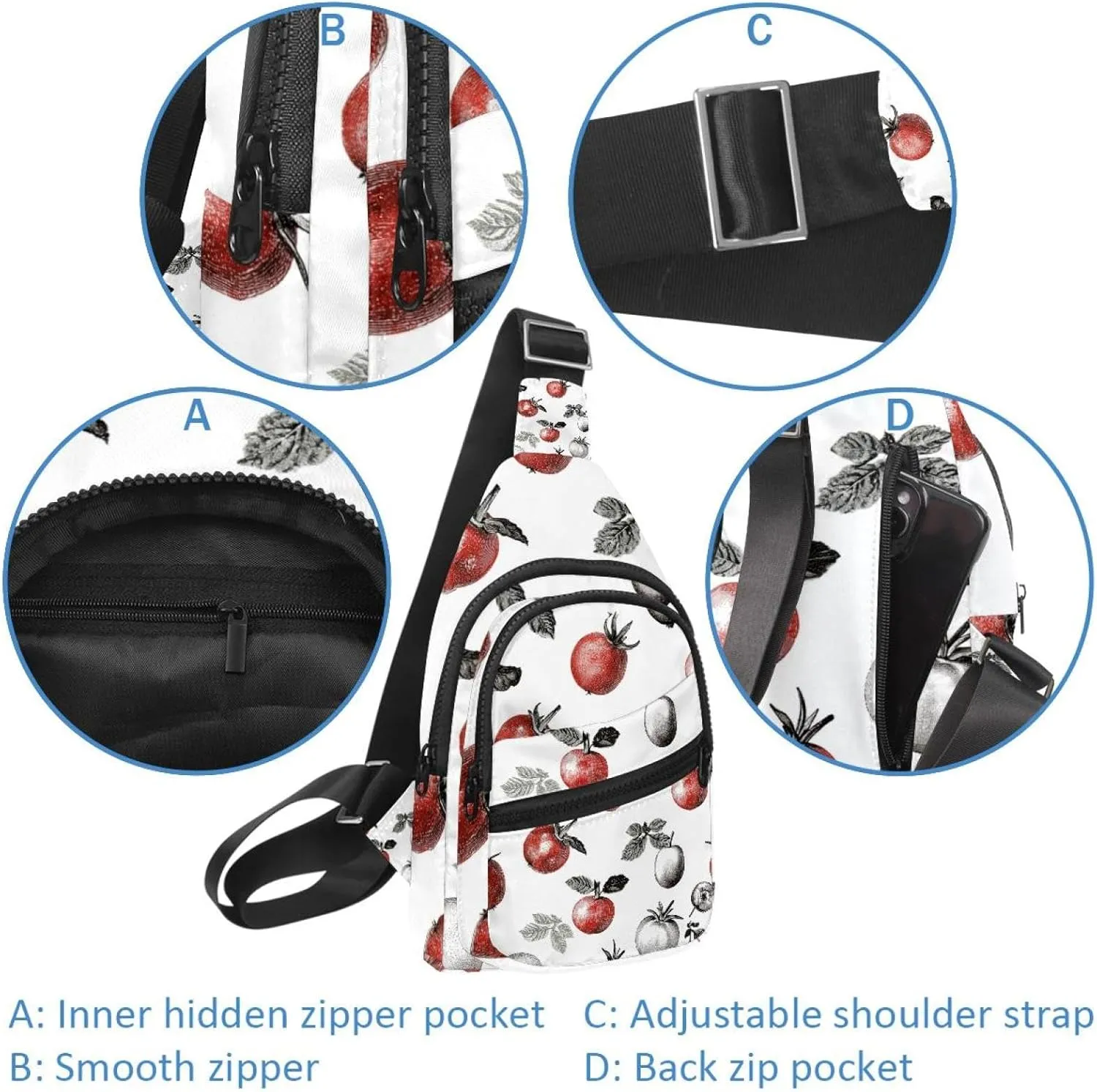Fruit vegetable (1) Sling Backpack, Adjustable Crossbody Shoulder Bag Travel Hiking Daypack