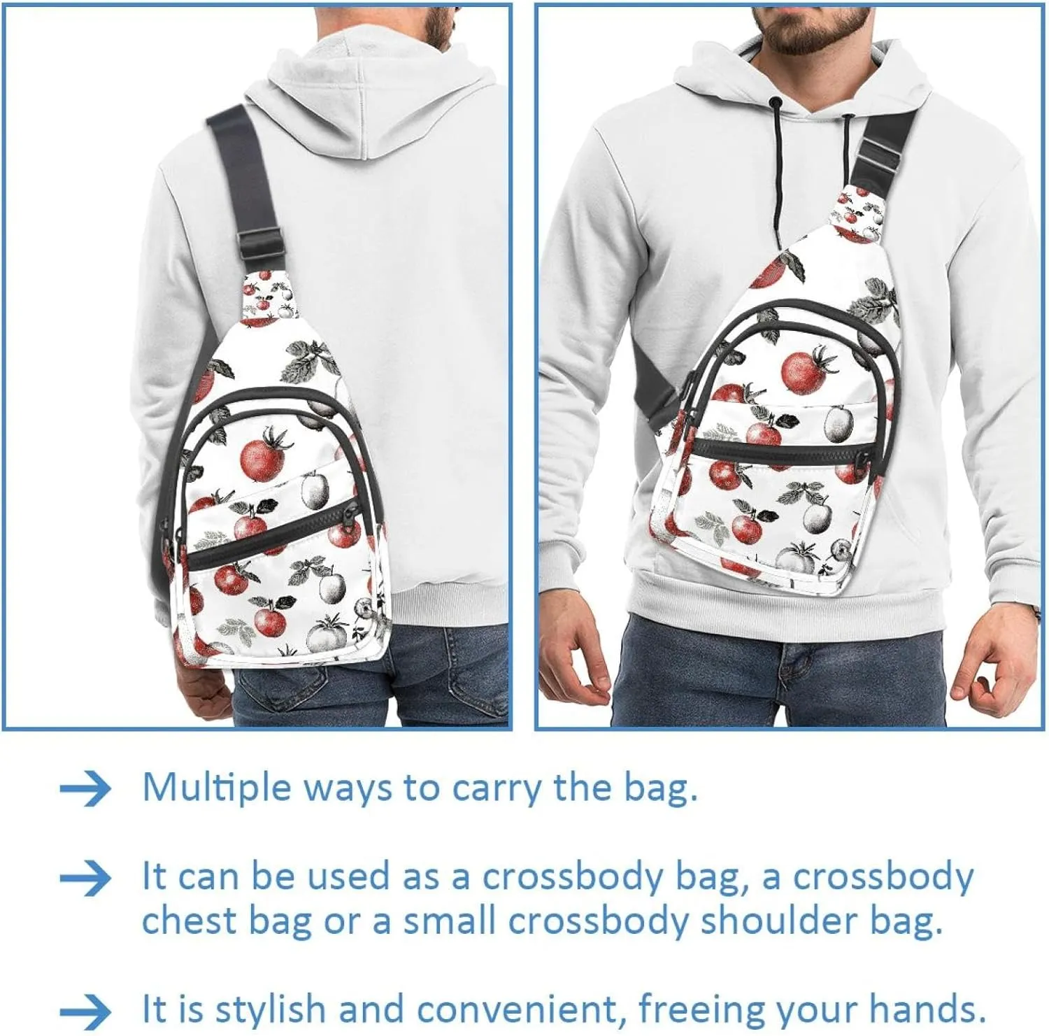 Fruit vegetable (1) Sling Backpack, Adjustable Crossbody Shoulder Bag Travel Hiking Daypack