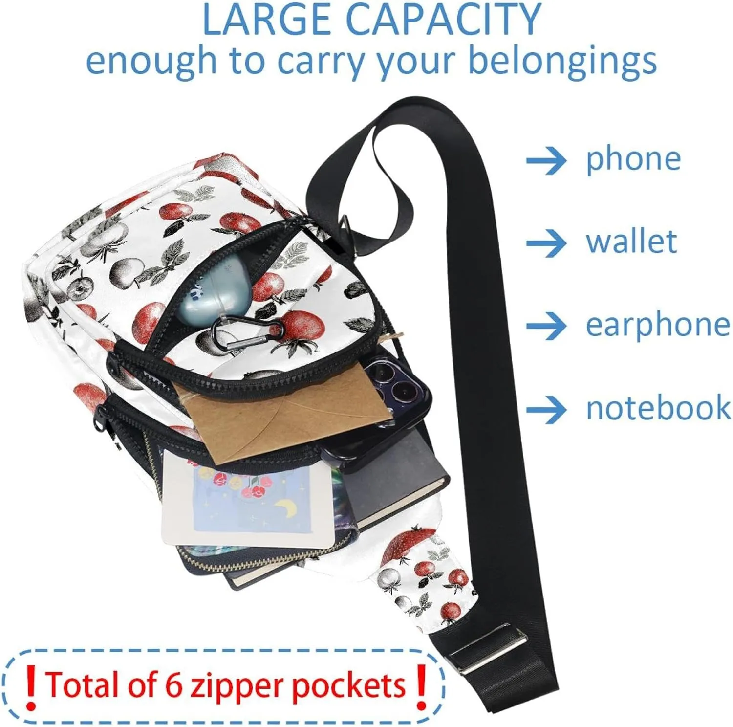 Fruit vegetable (1) Sling Backpack, Adjustable Crossbody Shoulder Bag Travel Hiking Daypack