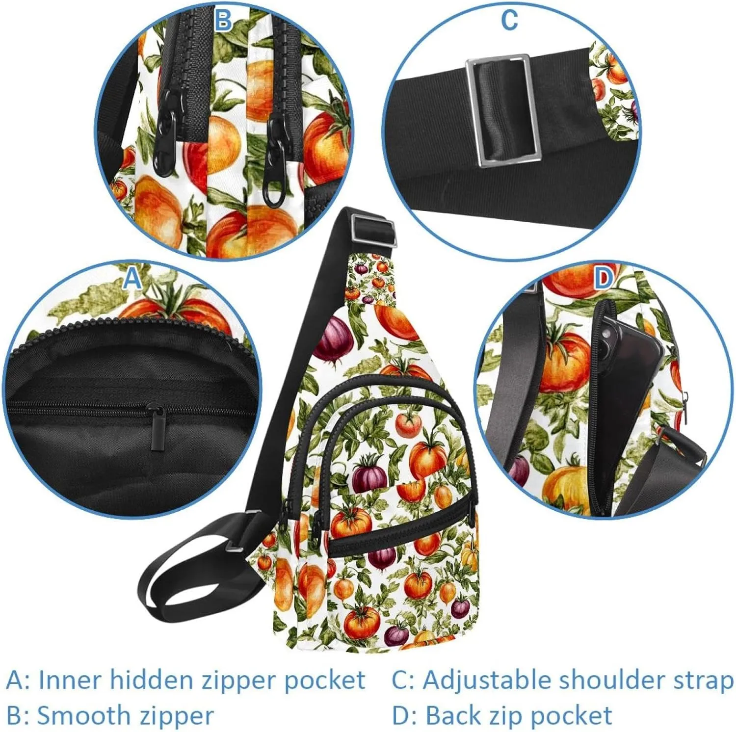 Fruit vegetable Sling Side, Crossbody Backpack