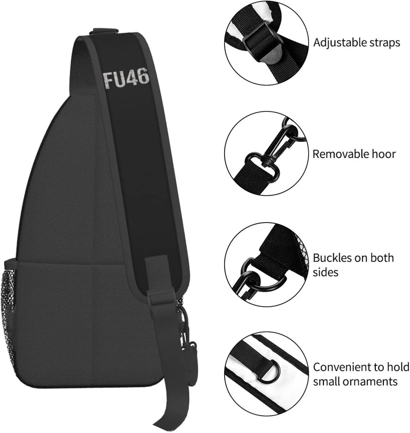Fu46 Buck Fiden Sling Bag Crossbody Backpack Shoulder Casual Daypack Bag for Men Women