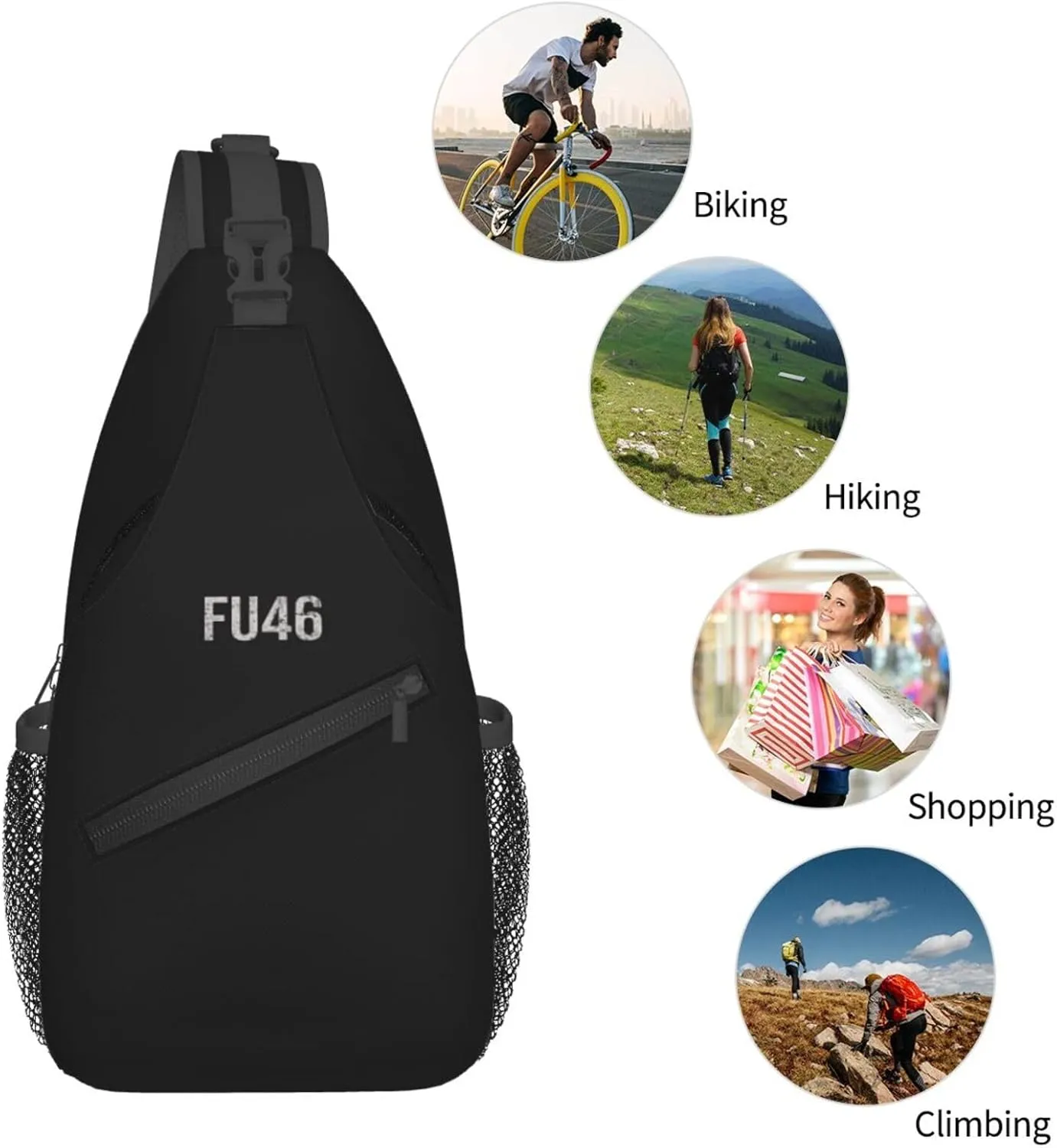 Fu46 Buck Fiden Sling Bag Crossbody Backpack Shoulder Casual Daypack Bag for Men Women