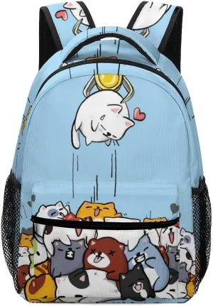 Funny Coin-operated Cats Backpack Large computer Bags with Chest Strap,Lightweight Casual Daypack for Women Men Hiking Travel Work and Business 16 Inch