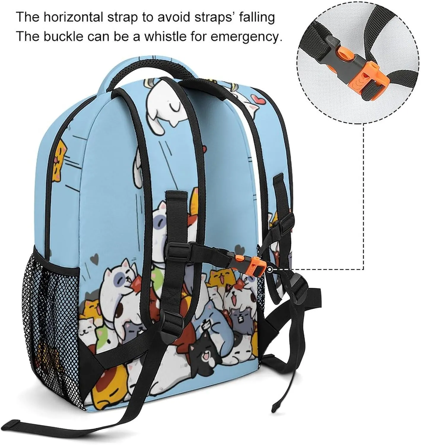 Funny Coin-operated Cats Backpack Large computer Bags with Chest Strap,Lightweight Casual Daypack for Women Men Hiking Travel Work and Business 16 Inch