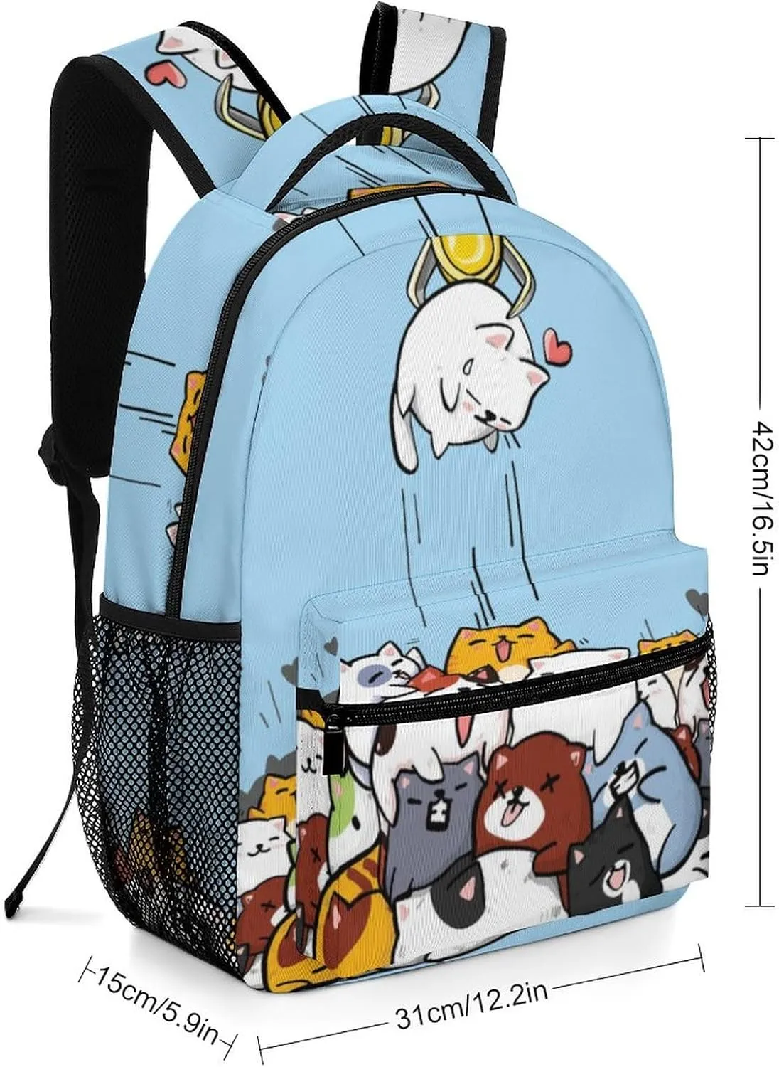 Funny Coin-operated Cats Backpack Large computer Bags with Chest Strap,Lightweight Casual Daypack for Women Men Hiking Travel Work and Business 16 Inch