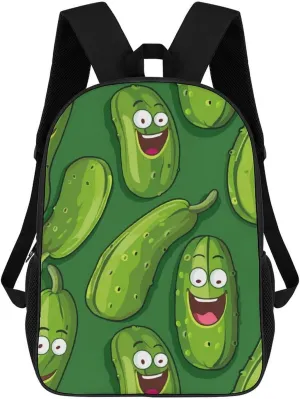 Funny Cucumber Travel Backpack 17 Inch Laptop Daypack Shoulder Bag with Adjustable Shoulder Straps for Men Women