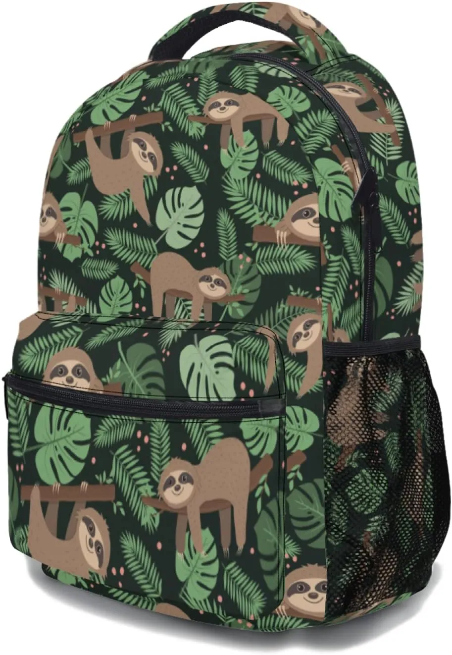 Funny Sloth Backpack Palm Leaves School Shoulder Bag Casual Day Pack Outdoor Durable Bookbag for Girls Boys Teen Work Picnic Travel