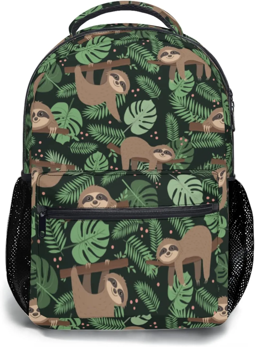 Funny Sloth Backpack Palm Leaves School Shoulder Bag Casual Day Pack Outdoor Durable Bookbag for Girls Boys Teen Work Picnic Travel