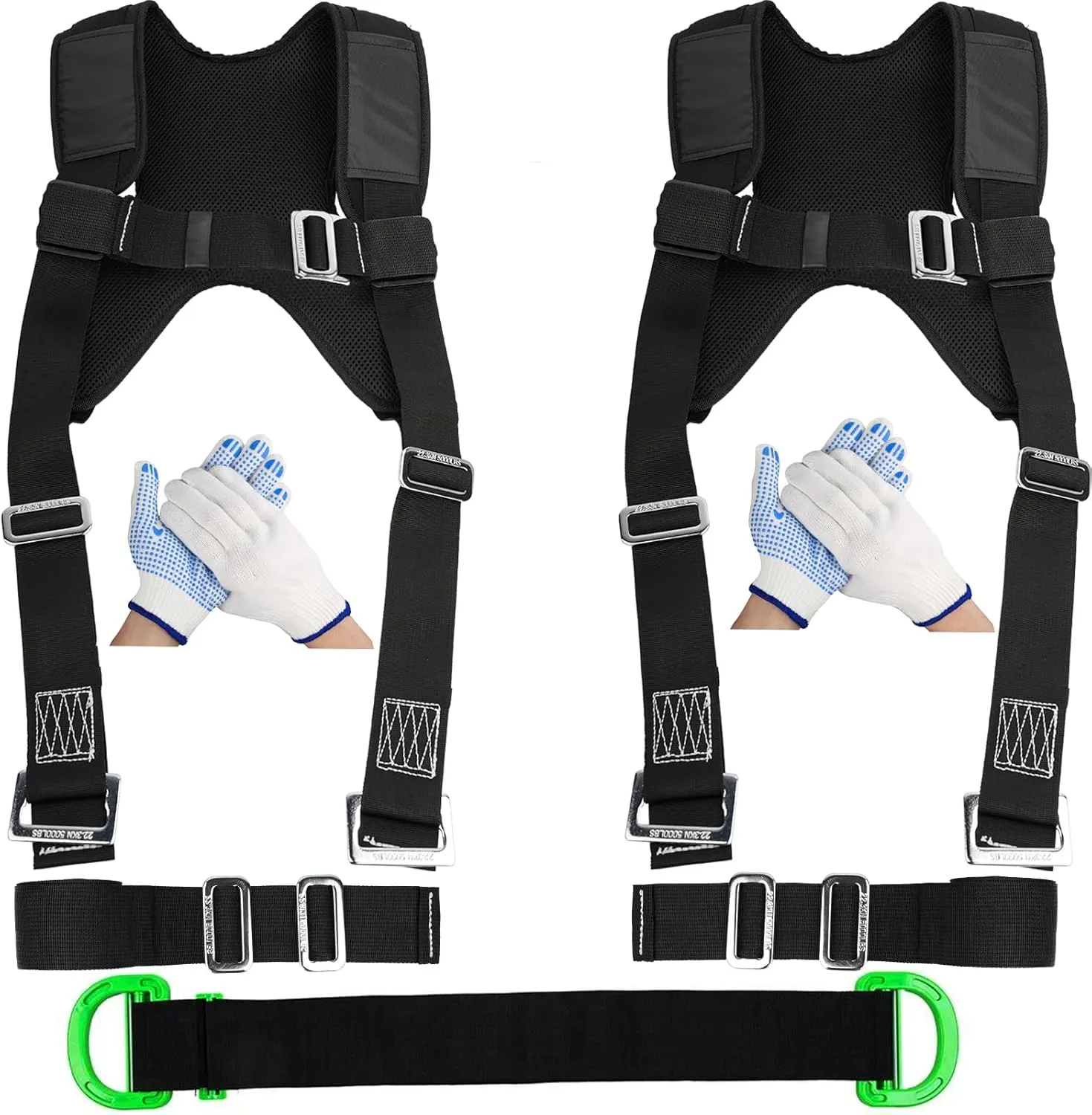 Furniture Moving Straps with Chest Buckle, 2-Person Lifting and Moving System, Adjustable Carrying Moving Shoulder Strap for Furniture, Appliances, Mattresses Heavy Objects up to 1000lbs