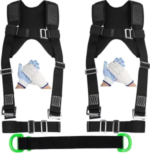Furniture Moving Straps with Chest Buckle, 2-Person Lifting and Moving System, Adjustable Carrying Moving Shoulder Strap for Furniture, Appliances, Mattresses Heavy Objects up to 1000lbs