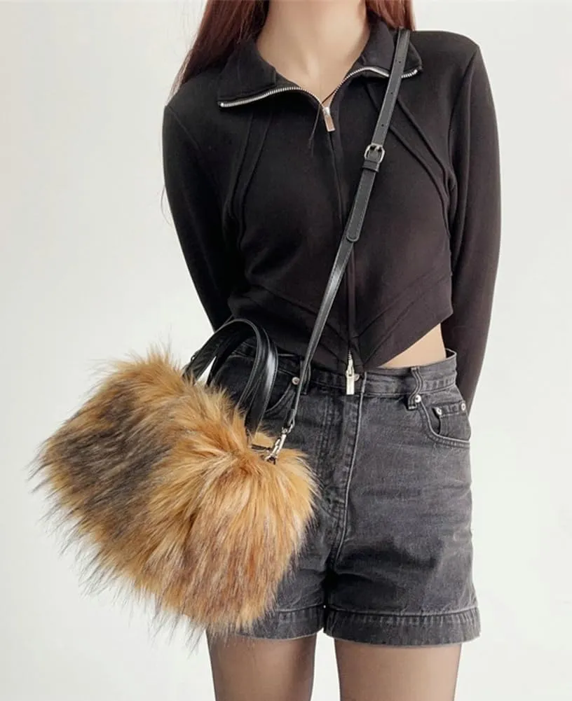Furry Tote Bag for Women Faux Fur Shoulder Crossbody Bag Y2k Purse Fluffy Large Fuzzy Handbags Soft Top Handle Satchels