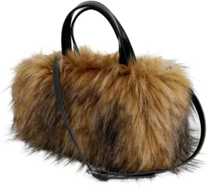 Furry Tote Bag for Women Faux Fur Shoulder Crossbody Bag Y2k Purse Fluffy Large Fuzzy Handbags Soft Top Handle Satchels