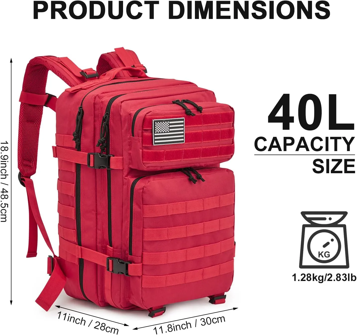 G4Free 40L Military Tactical Backpack 3 Day Assault Survival Molle Pack Bug Out Bag Fishing Backpack Rucksack