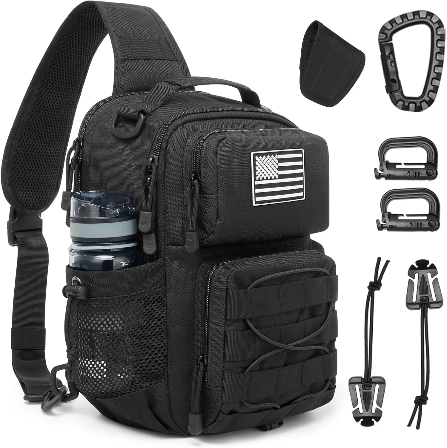 G4Free Tactical Backpack Military Sling Shoulder Bag Molle Pack for Every Day Carry-Black