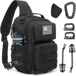 G4Free Tactical Backpack Military Sling Shoulder Bag Molle Pack for Every Day Carry-Black