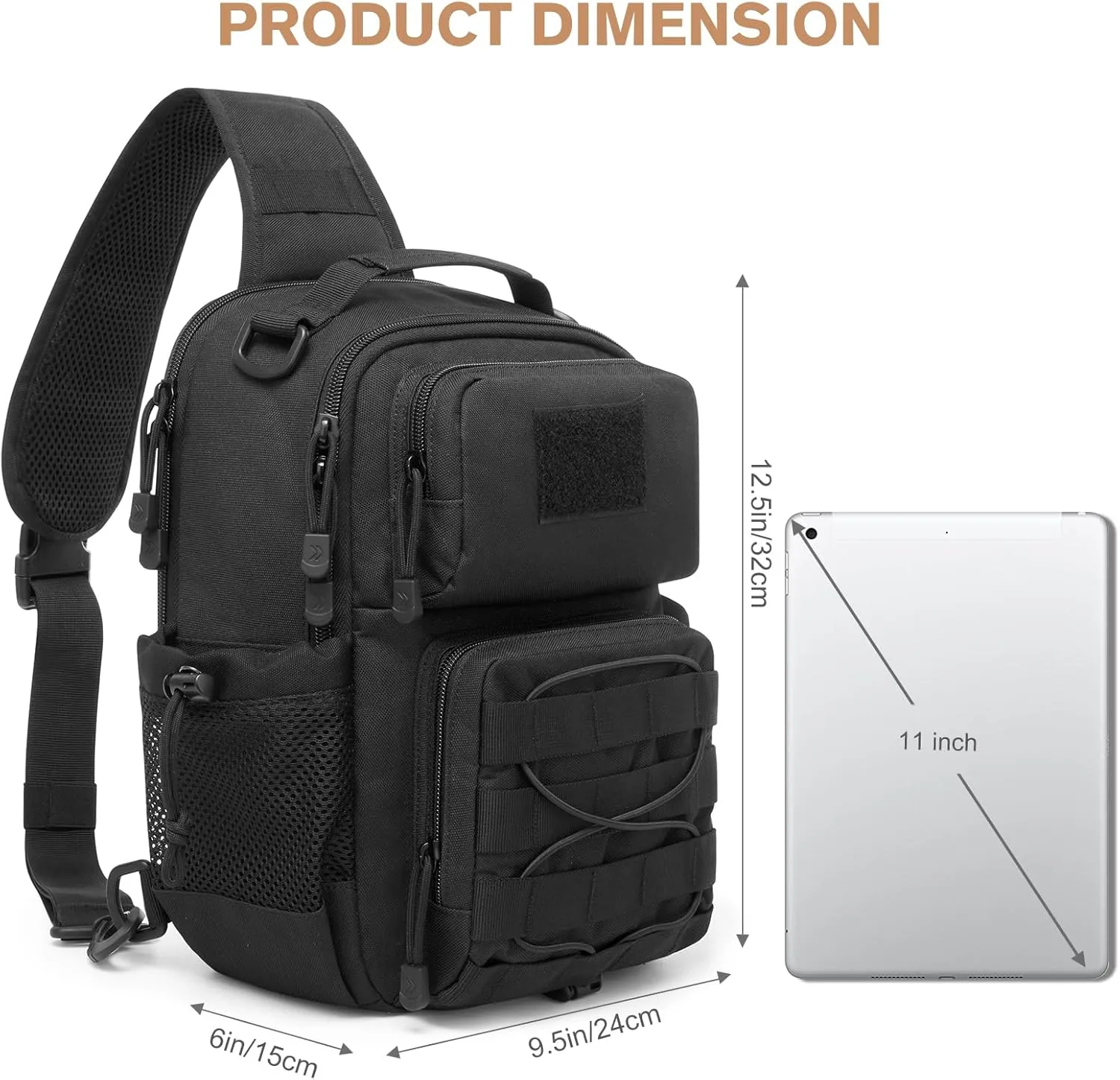 G4Free Tactical Backpack Military Sling Shoulder Bag Molle Pack for Every Day Carry-Black