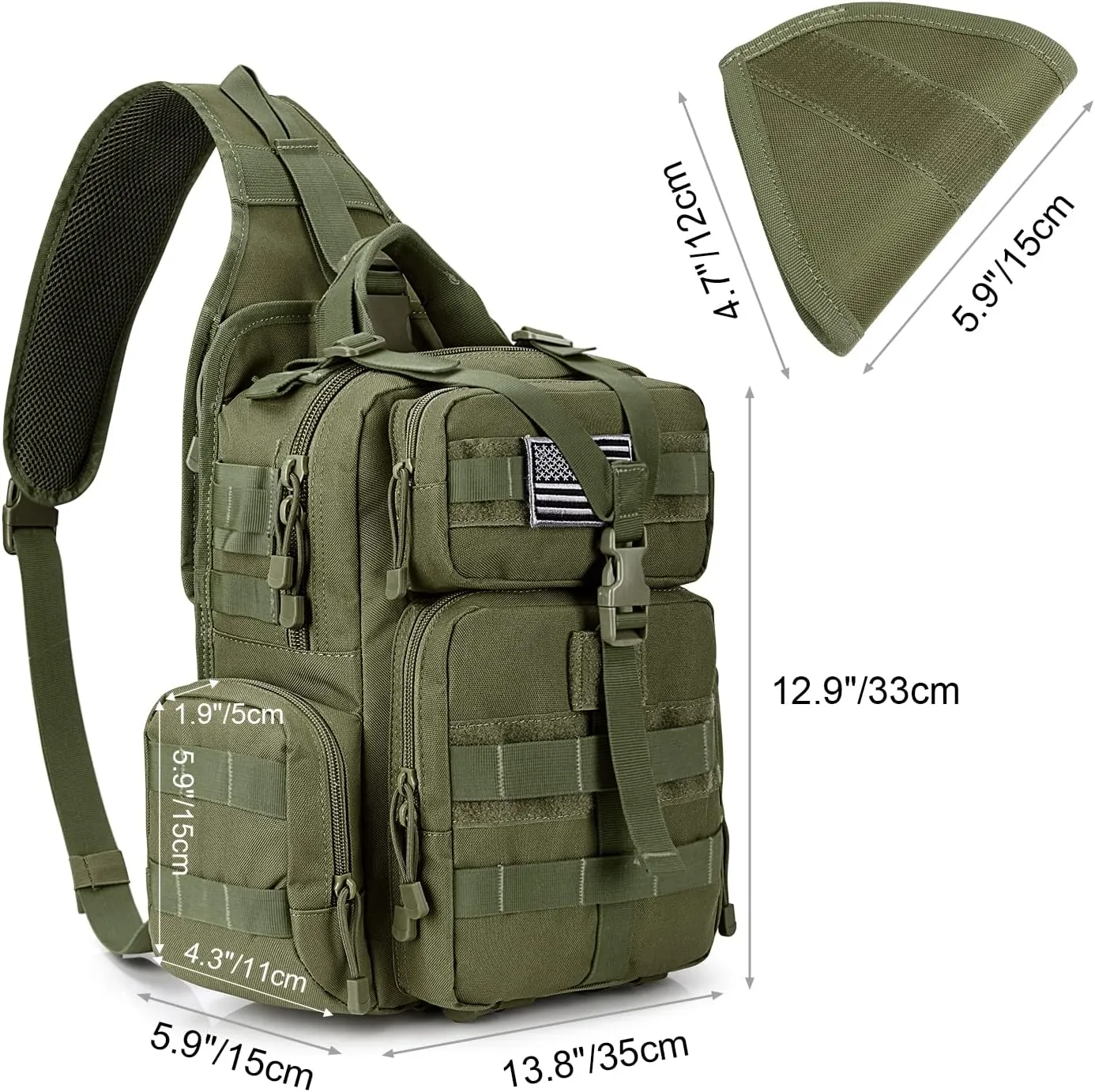 G4Free Tactical EDC Sling Bag Backpack with Adjustable Holder Military Shoulder Backpack for Men