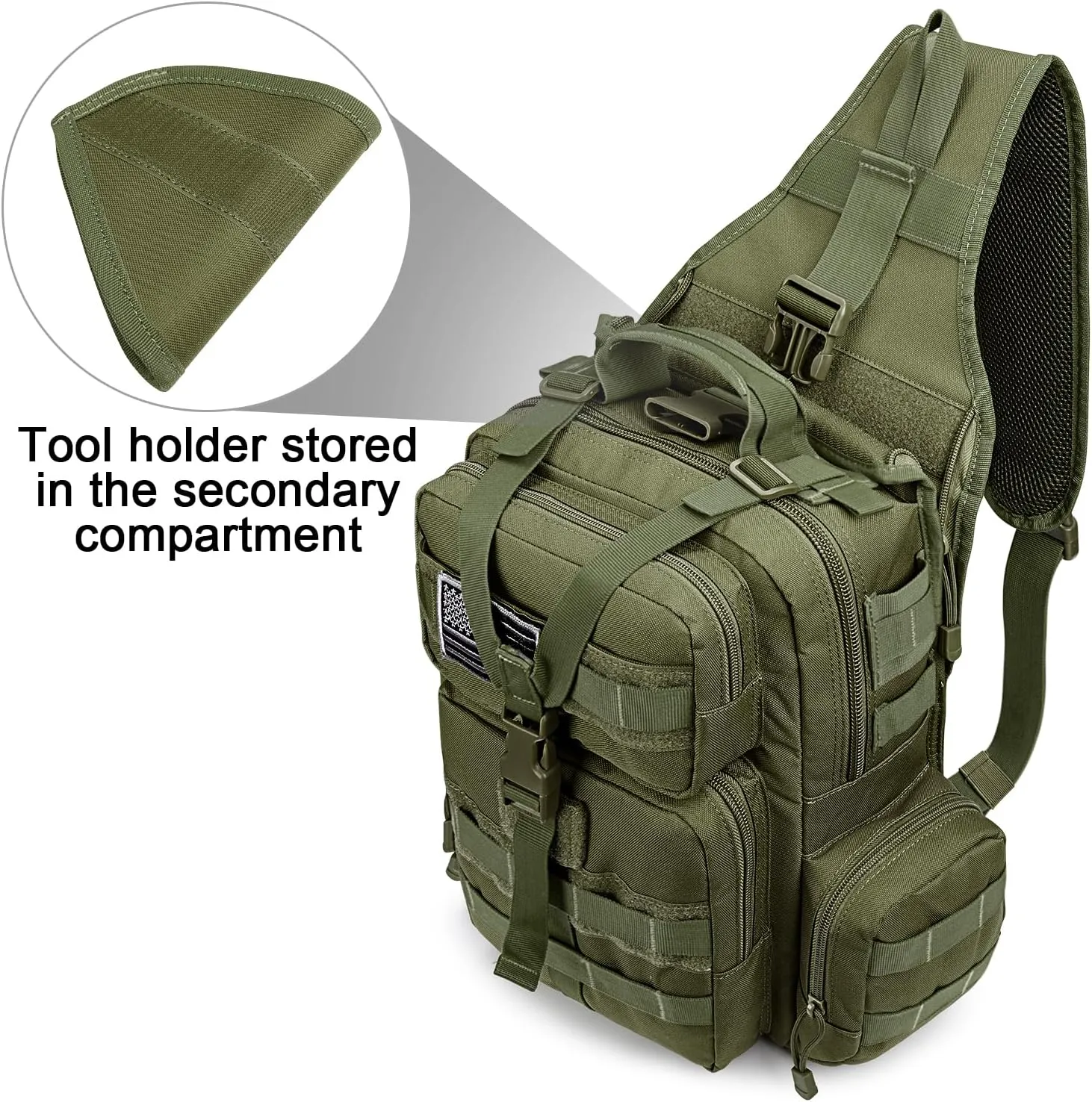 G4Free Tactical EDC Sling Bag Backpack with Adjustable Holder Military Shoulder Backpack for Men