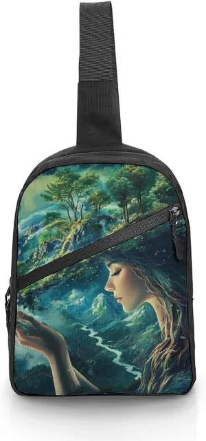 Gaia Earth Goddess Greek Mythology Chest Bag Foldable Crossbody Unisex Pack Travel Hiking Adjustable Shoulder Straps Sling Bags