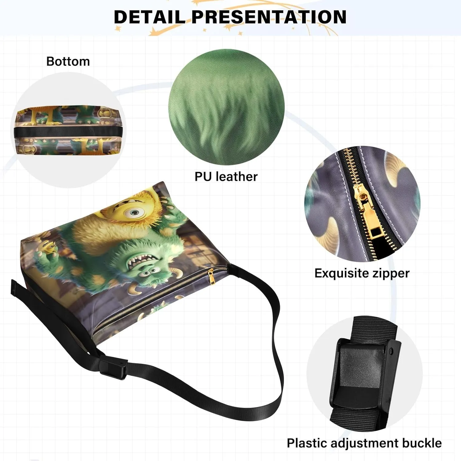 GAIGEO a of Sea Shells and Starfish Lightweight Leather Shoulder Bag, Men's Leather Crossbody Bag, Large Crossbody Bag