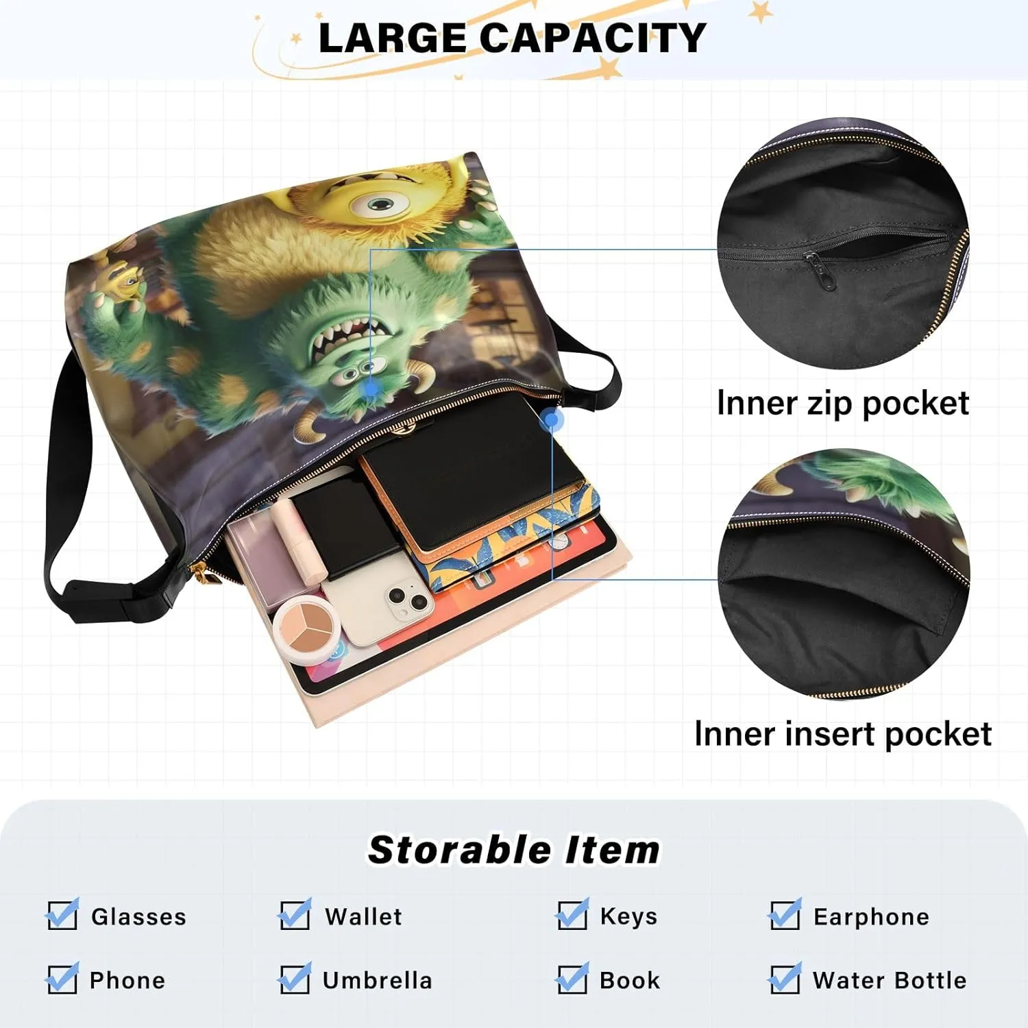 GAIGEO a of Sea Shells and Starfish Lightweight Leather Shoulder Bag, Men's Leather Crossbody Bag, Large Crossbody Bag